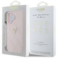 Guess Hot Stamp 4G Pattern Triangle Metal Logo - Etui do iPhone 16 (różowy)