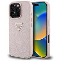 Guess Hot Stamp 4G Pattern Triangle Metal Logo - Etui do iPhone 16 Pro Max (różowy)