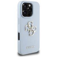 Guess Grained Big 4G Logo Small Classic Logo - Etui do iPhone 16 Pro Max (niebieski)