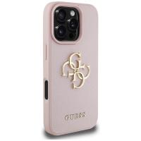 Guess Grained Big 4G Logo Small Classic Logo - Etui do iPhone 16 Pro Max (różowy)