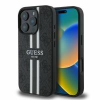 Guess 4G Printed Stripes MagSafe - Etui iPhone 16 Pro (czarny)