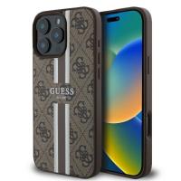 Guess 4G Printed Stripes MagSafe - Etui iPhone 16 Pro (brązowy)