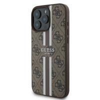 Guess 4G Printed Stripes MagSafe - Etui iPhone 16 Pro (brązowy)