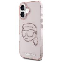 Karl Lagerfeld IML Rhinestones Karl Head - Etui do iPhone 16 (różowy)