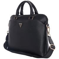 Guess Grained Zipper Pocket Triangle Logo - Torba na notebooka 15" (czarny)