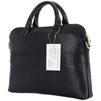 Guess Grained Zipper Pocket Triangle Logo - Torba na notebooka 15" (czarny)