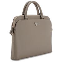 Guess Grained Zipper Pocket Triangle Logo - Torba na notebooka 15" (brązowy)
