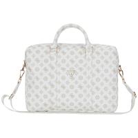 Guess 4G Peony Front Pocket Zipper Triangle Logo - Torba na notebooka 16" (biały)