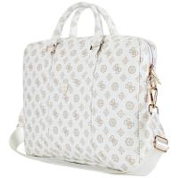 Guess 4G Peony Front Pocket Zipper Triangle Logo - Torba na notebooka 16" (biały)