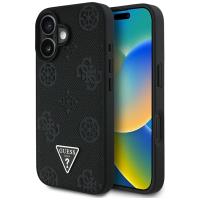 Guess Grained Hot Stamp Peony Triangle Logo MagSafe - Etui do iPhone 16 (czarny) Guess Grained Hot Stamp Peony Triangle Logo MagSafe - Etui do iPhone 16 (czarny)