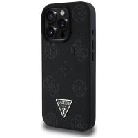 Guess Grained Hot Stamp Peony Triangle Logo MagSafe - Etui do iPhone 16 Pro (czarny)