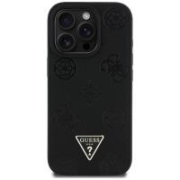 Guess Grained Hot Stamp Peony Triangle Logo MagSafe - Etui do iPhone 16 Pro (czarny)