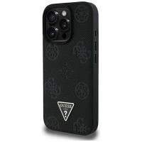 Guess Grained Hot Stamp Peony Triangle Logo MagSafe - Etui do iPhone 16 Pro Max (czarny)