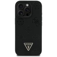 Guess Grained Hot Stamp Peony Triangle Logo MagSafe - Etui do iPhone 16 Pro Max (czarny)
