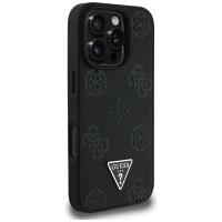 Guess Grained Hot Stamp Peony Triangle Logo MagSafe - Etui do iPhone 16 Pro Max (czarny)