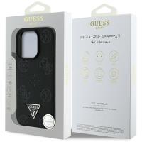 Guess Grained Hot Stamp Peony Triangle Logo MagSafe - Etui do iPhone 16 Pro Max (czarny)