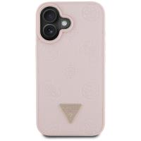 Guess Grained Hot Stamp Peony Triangle Logo MagSafe - Etui do iPhone 16 (różowy)