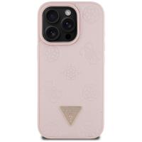 Guess Grained Hot Stamp Peony Triangle Logo MagSafe - Etui do iPhone 16 Pro (różowy)