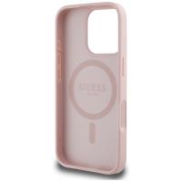 Guess Grained Hot Stamp Peony Triangle Logo MagSafe - Etui do iPhone 16 Pro (różowy)