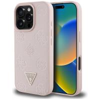 Guess Grained Hot Stamp Peony Triangle Logo MagSafe - Etui do iPhone 16 Pro Max (różowy) Guess Grained Hot Stamp Peony Triangle Logo MagSafe - Etui do iPhone 16 Pro Max (różowy)