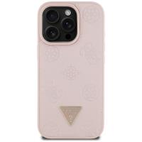 Guess Grained Hot Stamp Peony Triangle Logo MagSafe - Etui do iPhone 16 Pro Max (różowy)