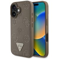 Guess Grained Hot Stamp Peony Triangle Logo MagSafe - Etui do iPhone 16 (brązowy) Guess Grained Hot Stamp Peony Triangle Logo MagSafe - Etui do iPhone 16 (brązowy)