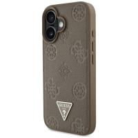 Guess Grained Hot Stamp Peony Triangle Logo MagSafe - Etui do iPhone 16 (brązowy)