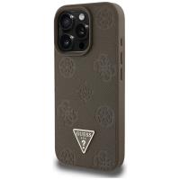 Guess Grained Hot Stamp Peony Triangle Logo MagSafe - Etui do iPhone 16 Pro Max (brązowy)