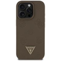 Guess Grained Hot Stamp Peony Triangle Logo MagSafe - Etui do iPhone 16 Pro Max (brązowy)