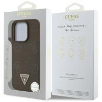 Guess Grained Hot Stamp Peony Triangle Logo MagSafe - Etui do iPhone 16 Pro Max (brązowy)