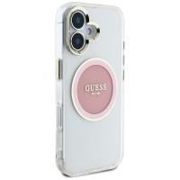 Guess IML Metal Colored Circle Classic Logo MagSafe - Etui do iPhone 16 (różowy)