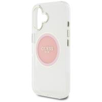 Guess IML Metal Colored Circle Classic Logo MagSafe - Etui do iPhone 16 (różowy)