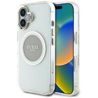 Guess IML Metal Colored Circle Classic Logo MagSafe - Etui do iPhone 16 (szary) Guess IML Metal Colored Circle Classic Logo MagSafe - Etui do iPhone 16 (szary)