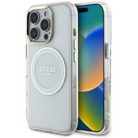 Guess IML Metal Colored Circle Classic Logo MagSafe - Etui do iPhone 16 Pro (biały) Guess IML Metal Colored Circle Classic Logo MagSafe - Etui do iPhone 16 Pro (biały)