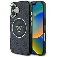Guess IML Metal Glitter 4G Circle Triangle MagSafe - Etui do iPhone 16 (czarny) Guess IML Metal Glitter 4G Circle Triangle MagSafe - Etui do iPhone 16 (czarny)