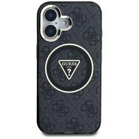 Guess IML Metal Glitter 4G Circle Triangle MagSafe - Etui do iPhone 16 (czarny)