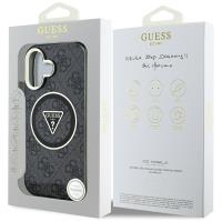 Guess IML Metal Glitter 4G Circle Triangle MagSafe - Etui do iPhone 16 (czarny)