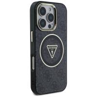 Guess IML Metal Glitter 4G Circle Triangle MagSafe - Etui do iPhone 16 Pro Max (czarny)