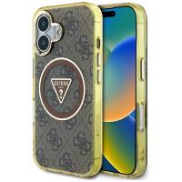 Guess IML Metal Glitter 4G Circle Triangle MagSafe - Etui do iPhone 16 (brązowy) Guess IML Metal Glitter 4G Circle Triangle MagSafe - Etui do iPhone 16 (brązowy)
