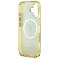 Guess IML Metal Glitter 4G Circle Triangle MagSafe - Etui do iPhone 16 (brązowy)