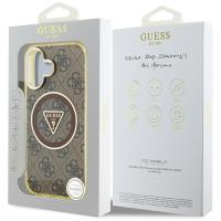 Guess IML Metal Glitter 4G Circle Triangle MagSafe - Etui do iPhone 16 (brązowy)