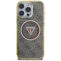 Guess IML Metal Glitter 4G Circle Triangle MagSafe - Etui do iPhone 16 Pro (brązowy)