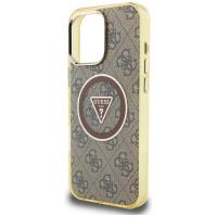 Guess IML Metal Glitter 4G Circle Triangle MagSafe - Etui do iPhone 16 Pro (brązowy)
