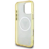 Guess IML Metal Glitter 4G Circle Triangle MagSafe - Etui do iPhone 16 Pro (brązowy)