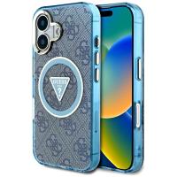 Guess IML Metal Glitter 4G Circle Triangle MagSafe - Etui do iPhone 16 (niebieski) Guess IML Metal Glitter 4G Circle Triangle MagSafe - Etui do iPhone 16 (niebieski)