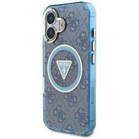 Guess IML Metal Glitter 4G Circle Triangle MagSafe - Etui do iPhone 16 (niebieski)