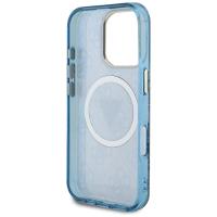 Guess IML Metal Glitter 4G Circle Triangle MagSafe - Etui do iPhone 16 Pro (niebieski)
