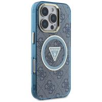 Guess IML Metal Glitter 4G Circle Triangle MagSafe - Etui do iPhone 16 Pro Max (niebieski)