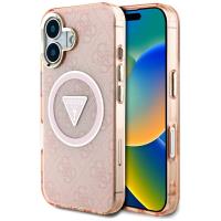 Guess IML Metal Glitter 4G Circle Triangle MagSafe - Etui do iPhone 16 (różowy) Guess IML Metal Glitter 4G Circle Triangle MagSafe - Etui do iPhone 16 (różowy)