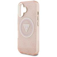 Guess IML Metal Glitter 4G Circle Triangle MagSafe - Etui do iPhone 16 (różowy)